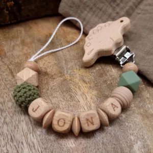 Schnullerkette mit Namen "Schlichte Farben"